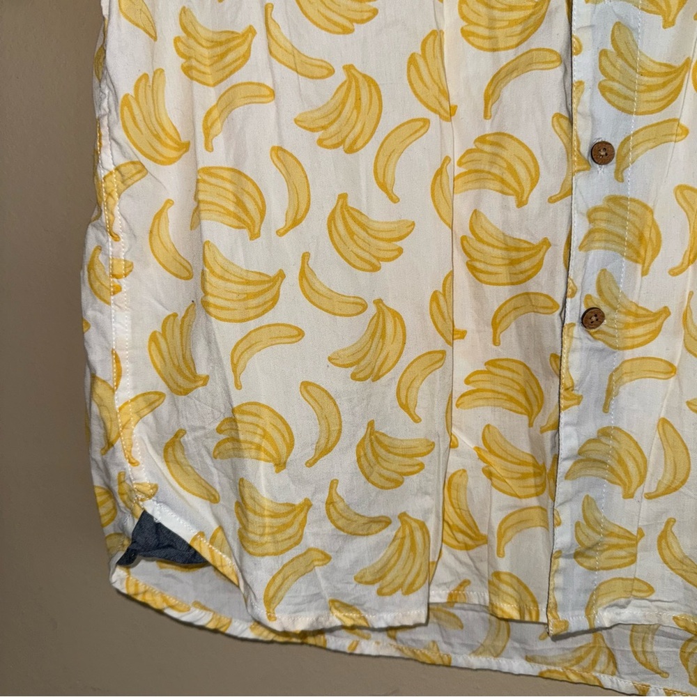 Elvis Presley Blue Hawaii Yellow Banana Print Button Down Shirt Size L - Picture 2 of 10